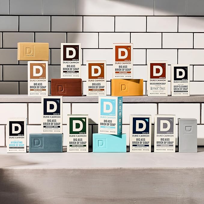 Duke Cannon Naval Diplomacy Big Brick Soap Bar 10 oz - Ocean Air + Mandarin Scent, Triple Milled Long-Lasting Natural Soap, Large Men’s Bar, Supports U.S. Veterans, 4 Pack
