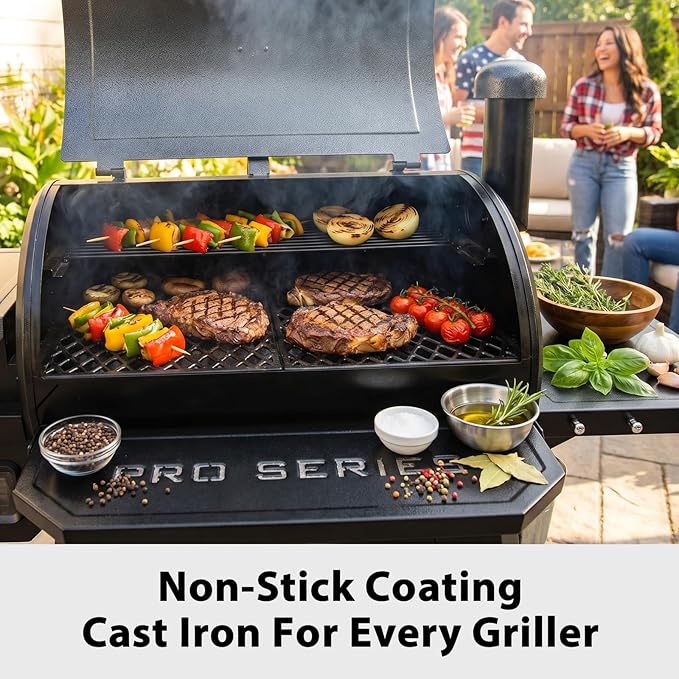 Utheer Cast Iron Grill Grate for Pit Boss 820 850 Series Grill, Pit Boss 820 Series Wood Pellet Grills, Fit Pro Series II 850 Wood Pellet Grill, Pit Boss Grill Replacement Parts, 2 Pack