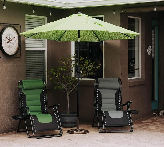 Backyard Expressions Deluxe XL Padded Recliner Zero Gravity Chair – Ergonomic Anti-Gravity Lounger with Folding Design, Side Tray, and Adjustable Headrest