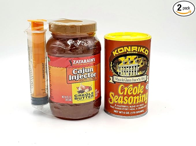 Cajun Injector Turkey Frying Spice Kit Creole Butter with Injector and Konriko Creole Seasoning