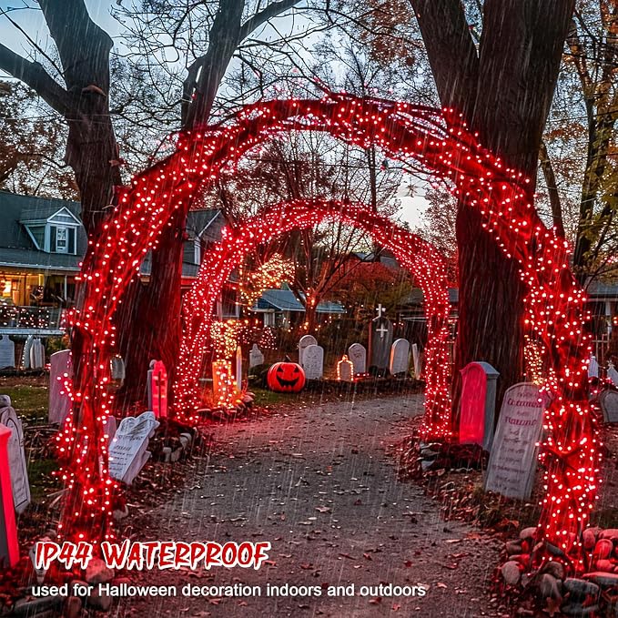 JMEXSUSS 150 LED Red Christmas Lights Indoor Outdoor Waterproof, Connectable 59 Ft Red String Lights Plug in, 8 Modes Twinkle Fairy Light for Bedroom Patio Party Tree Holiday Decor