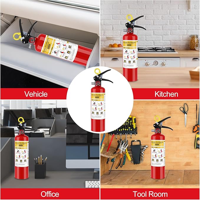 ABC Fire Extinguisher for Home- 1-A:10-B:C Rated Dry Chemical Extinguisher, Extintor Para Carro Fire Safety Equipment with Quick-Release Handle for Kitchen, Business, Vehicle