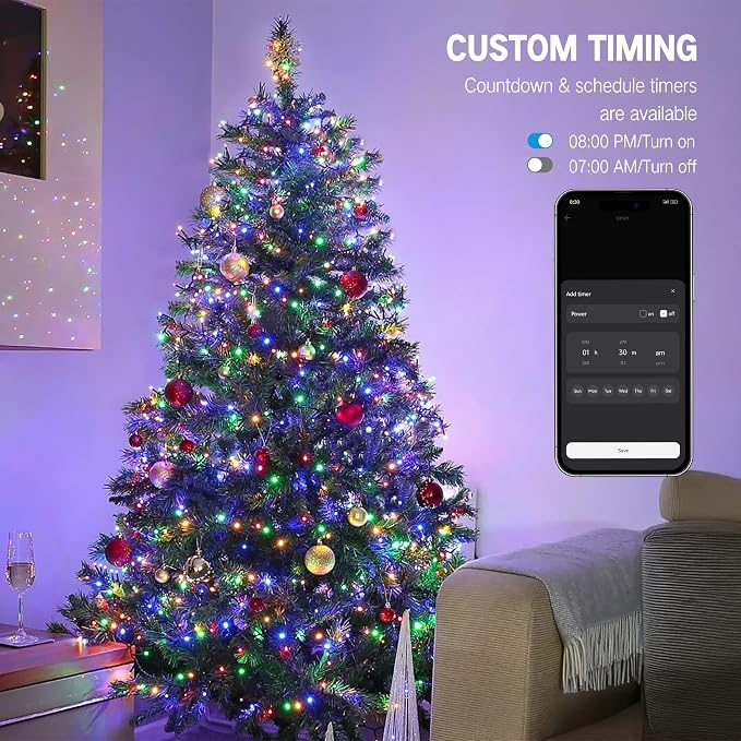 Brizled Smart String Lights, 200 LED Color Changing Christmas Lights 66 ft | App & Voice Control; Warm White & Multicolor; Dimmable; Timer; Xmas Tree Light Music Sync for Indoor Outdoor Wedding Party