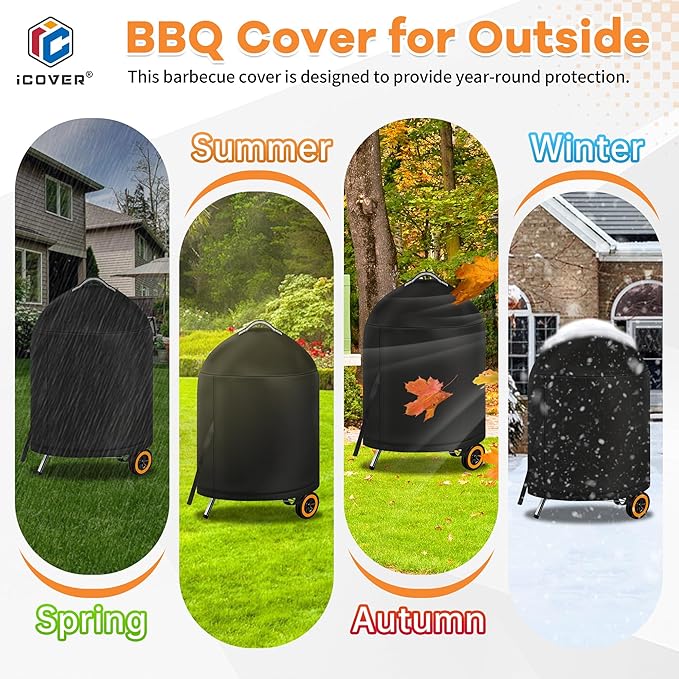 i COVER Grill Cover for Weber 22 Inch Charcoal Kettle- Waterproof BBQ Cover for Weber Char-Broil 22 Inch Charcoal Kettle Grills,Barbecue Cover Kettle Grill Cover for Outdoor Grills