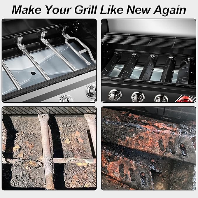 Grill Replacement Parts for Dyna-Glo DGH474CRP, DGH485CRP, DGH483CRP, Porcelain Steel Heat Shield for Dyna-Glo 5 Burner Grill,Dyna-Glo 4 Burner DGH450CRP, Heat Plate and Burne Kit for Revoace GBC1793W