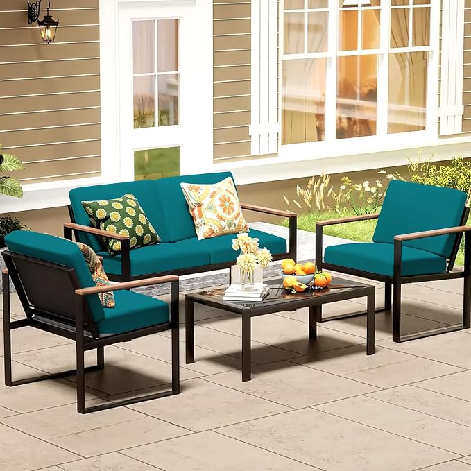 12Pcs Patio Cushion Covers, Outdoor Stretch Cushion Covers, Washable | Stretch Fit, Replacement, Washable and Reusable Furniture Protectors, Fits most patio furniture cushion covers, Cover Only