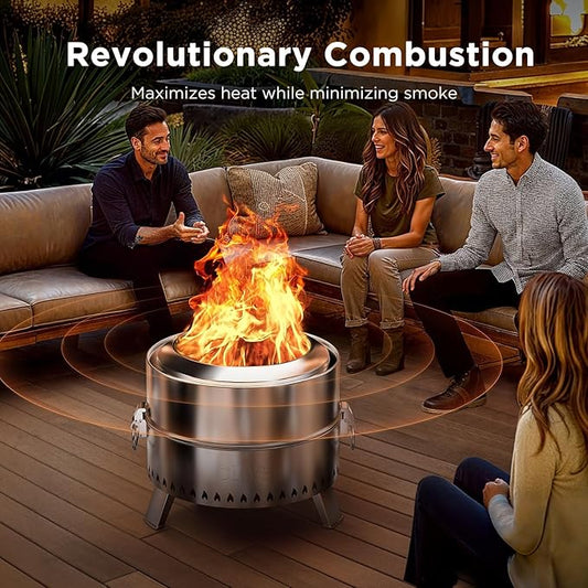 Ciays Smokeless Fire Pit 21 Inch, Portable Wood Burning Firepit for Camping & Backyard, Outdoor Fire Pit with Patented Technology, Steel Grill Rack, Fire Poker & Carry Bag, Easy Setup