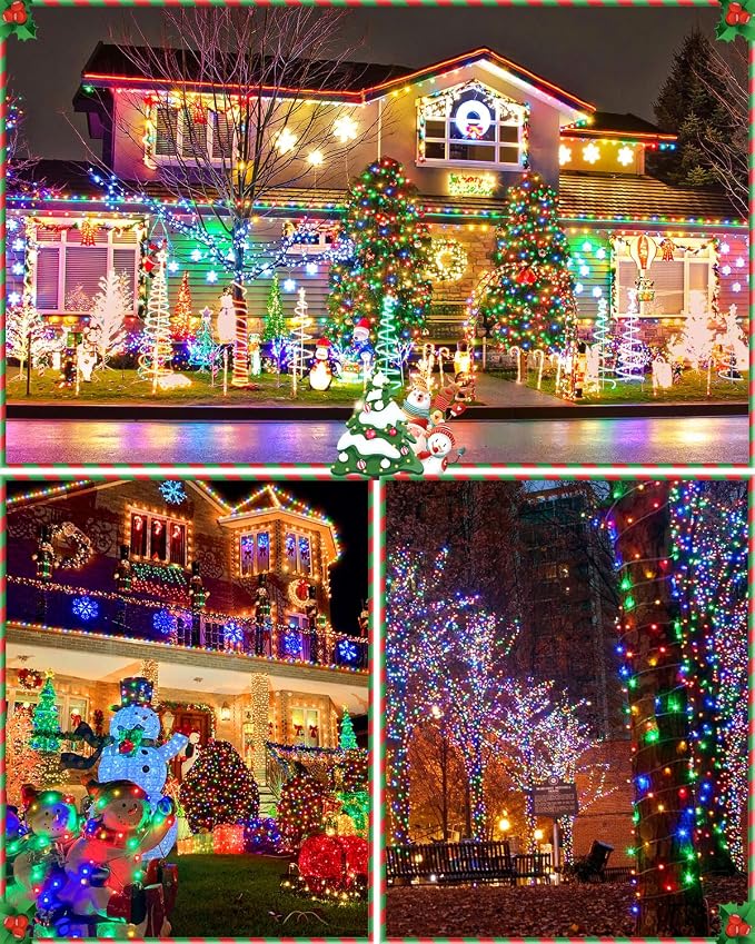 Multicolor Christmas Lights Outdoor Total 710FT 1800 LED, Extra Long Outdoor String Lights Waterproof, Timer & Memory, 8 Modes Dimmable Plug in Fairy for Outside Tree Wedding Patry