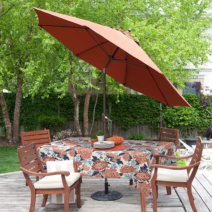 LVTXIII Rectangle Outdoor Tablecloth with Umbrella Hole and Zipper, Water-Repellent 60 x 84 Inch Patio Table Cover for Picnic, Garden, Backyard Dining, Vibrant Blossom