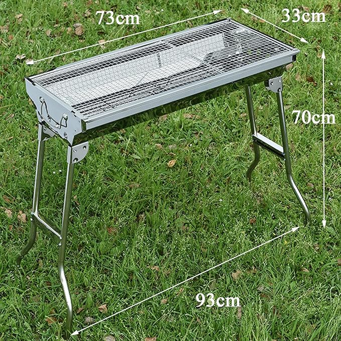 Large Folding Portable Charcoal Grill Large Camping Grill Stainless Steel Bbq Grill Kit with Carry Bag Outdoor Barbecue Suitable for Outdoor Picnics, Family Gatherings 73 * 70 * 33 cm