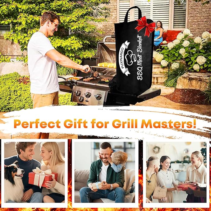 BBQ Blanket for Resting Meat, Puxinargo Brisket Blanket Meat Resting Bag for Smoking, Grilling Meat Insulated Resting Bag with Wide Mouth & Reinforced Handles for Large Brisket/Turkey, Large 23"
