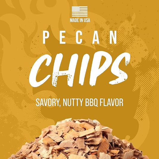 FOGO Pecan Wood Chips for Grilling and Smoking, Sweet Nutty BBQ Flavor for Charcoal and Gas Grills, Made in USA, 1.4 lb Bag, 6-Pack