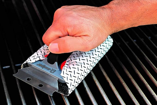 Proud Grill Q-Swiper Grill Cleaner Set - Bristle & Wire-Free Brush with Scraper & 80 Moist Wipes - BBQ Smoker Cleaner Kit, Safe for Outdoor Griddle Grates, Grease & Grime Remover, BBQ Gift for Men