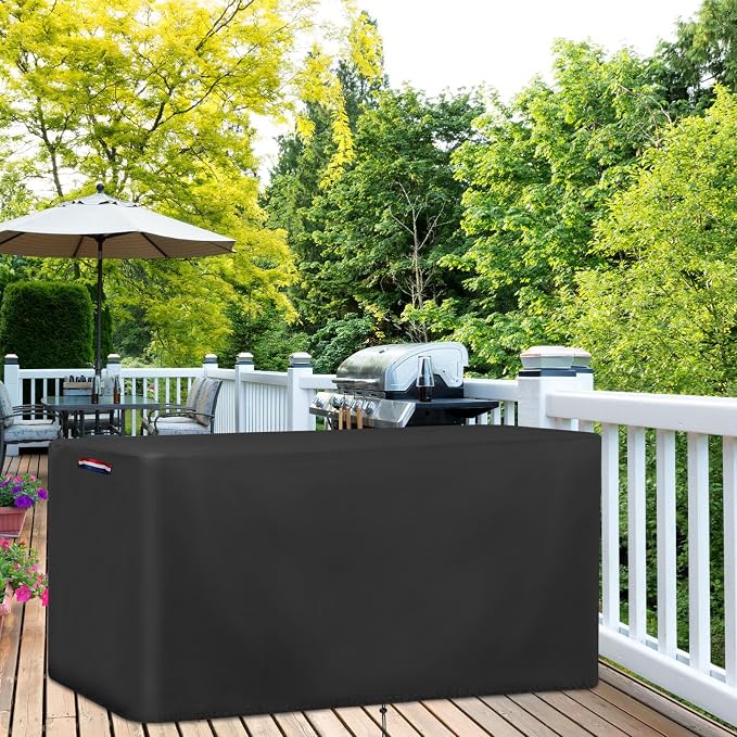 56 In Outdoor Storage Deck Box Cover for Rubber Maid Container Bin 134 Gal | 56x28x27,Waterproof Dustproof Heavy Duty Oxford Fabric,for Rubber Made ExLarge Resin Storage Deck Organization (134 Gal)