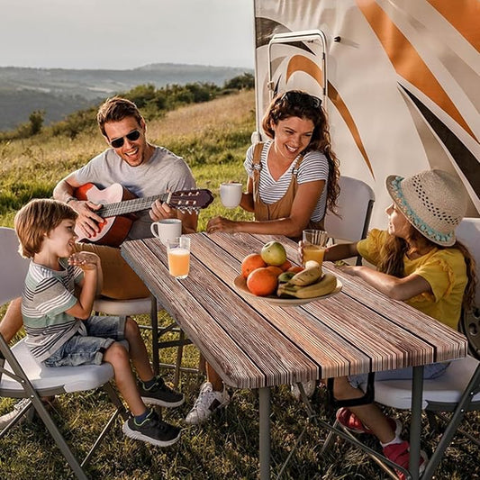 Picnic Table Cover with Bench Covers Camping Essentials Farmhouse Outdoor Table Covers Wood Grain Waterproof Windproof Fitted Tablecloth Cover with Elastic Edge for Indoor & Outdoor 3 PCS 30x60 Inch
