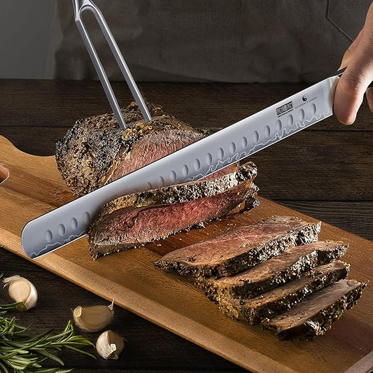 HOSHANHO Brisket Knife 12 Inch, Japanese High Carbon Steel Carving Knife for Meat Cutting and BBQ, Razor Sharp Slicing Knives with Ergonomic Handle & Gift Box