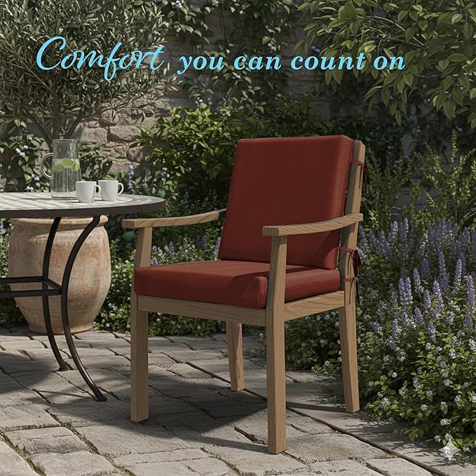California Umbrella Outdoor Dining Chair, Patio Seat Cushion, 20 x 40 Inch, Premium Outdoor Memory Foam, Fade Resistant Sunbrella Fabric, Fabric Ties,Terracotta
