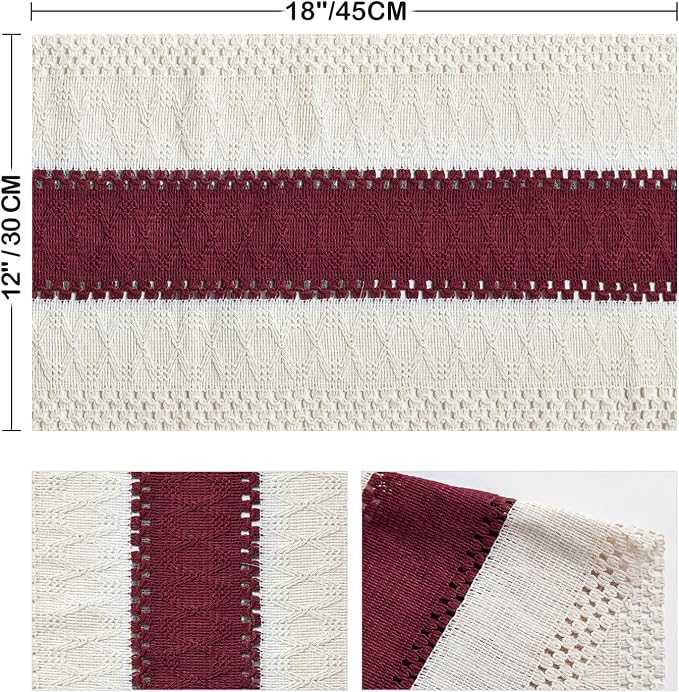 Artoid Mode Red Farmhouse Rustic Placemats Set of 4,12x18 Inch Seasonal Holiday Hollow Table Mats Party Kitchen Dining Decoration
