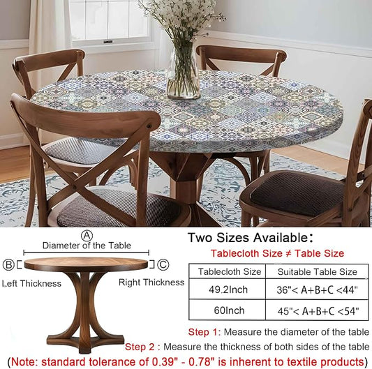 opstellen Fitted Round Tablecloth for 36-44" Tables Wrinkle Free Table Cover Minimalist Farm House Decor Kitchen Studio Apartment Gadget Canping Patio Appliances Country Romantic Closing Home Gifts
