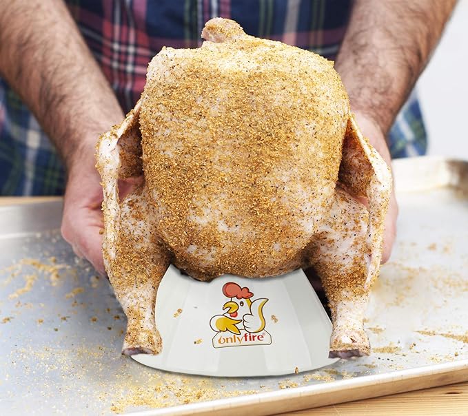 onlyfire 2 Pack (Large+Small) Ceramic Chicken Roaster Rack, Beer Can Chicken Stand Vertical Poultry Chicken Holder for Oven or Grill Barbecue Accessories, Like BGE Kamado Grill, Ovens, Smokers