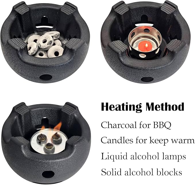 Yakitori Grill, Aluminium Alloy Small and Lightweight BBQ Stove, Japanese Portable Charcoal Barbecue Yakiniku for Household or Outdoor, Teapot Warmer, Tea Stove with Trivet and Stainless Steel Mesh