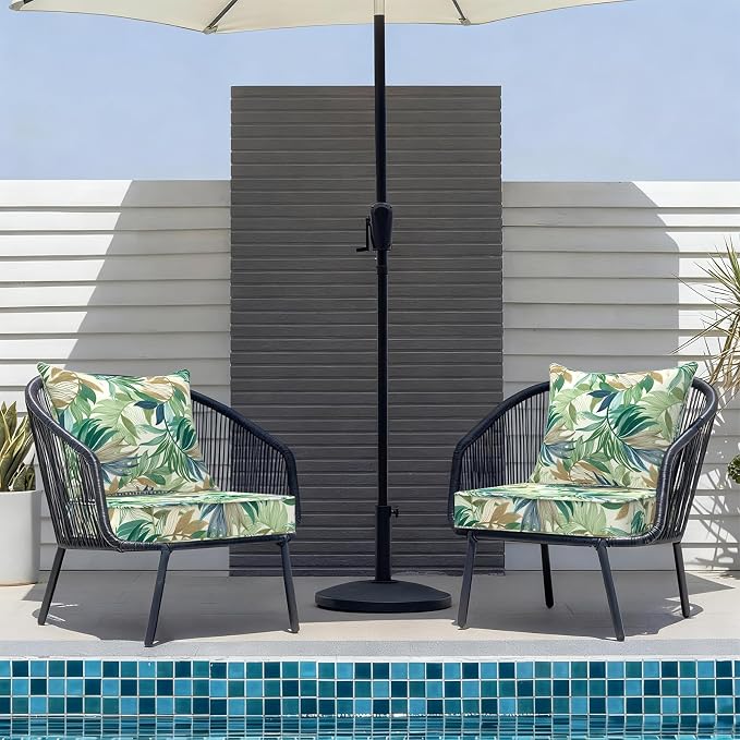 DYTXIII Outdoor Deep Seat Cushion Set, Water Repellent 22"x22" Patio Thick Cushions Replacement with Seat & Back Pillow for Patio Sofa, Wicker Chair, Couch - Lush Leaf Green