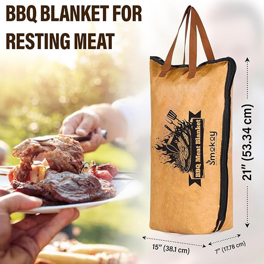 21in BBQ Blanket for Resting Meat 5 Layer Insulated Brisket Resting Bag with Wide Mouth, Keeps Meat Juicy & Hot Smoker, Air Fryer, Kitchen Accessories for Camping & Picnic for Dad