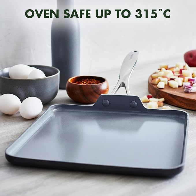GreenPan Valencia Pro 11" Ceramic Nonstick Griddle, Hard Anodized | PFAS-Free Nonstick, Induction Ready, Compatible with all Stovetops, Hard Anodized, Gray, Dishwasher Safe, Oven Safe to 600F