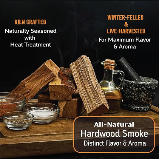 Smoke'n Splits by Tiny Timbers USDA Grade Kiln Dried Hardwood Cooking Chunks for Smokers & BBQ Grills | 5" Short Splits | USA Sourced | 6 lb. | 400+ cu. in. | Peach