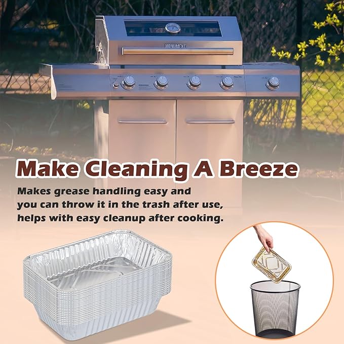 Grease Tray Liners for Monument Gas Grill Replacement Parts, Disposable Grease Box Liner for Most Monument Gas Grills Drip Pan Accessories, for Monument 35633 24367 13892 Aluminum Foil Liner, 20 Pack