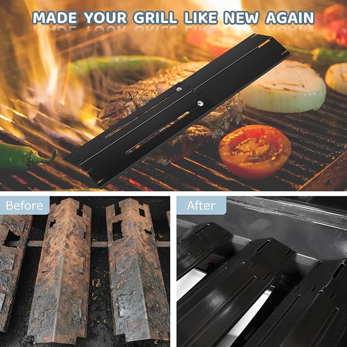 Universal Porcelain Steel Adjustable Grill Heat Plates Heat Tents Heat Shields Grill Burner Cover,Compatible with Charbroil, Nexgrill, Brinkmann, Dyna Glo etc.,Extends from 11.75" up to 21" L,5 Pack