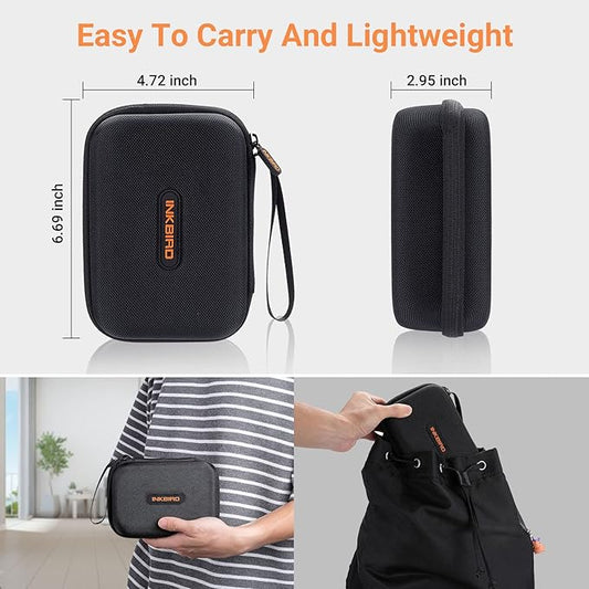 Inkbird Thermometer Carrying Case for IBT-4XS,IBT-4XC,IBBQ-4T,Hard EVA Protective Case for ThermoPro/Soraken/Weber Thermometer,Small Electronics Organizer for Anker/RAVPower Power Bank,6.7*4.7*3 Inch