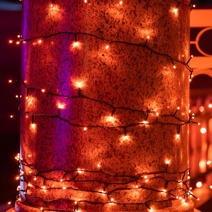 TW SHINE Halloween Lights, 400 LED 132FT Outdoor Halloween Lights Plug in with 8 Modes, Waterproof Light Outdoor, Indoor Decorations for Party Yard Haunted House Decor, Orange