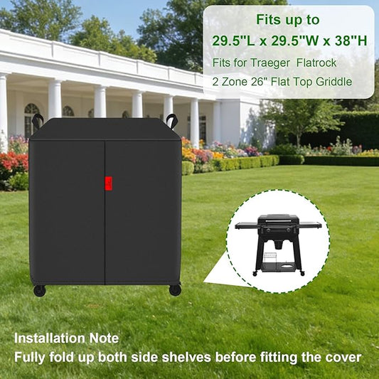 Grill Cover Fits Traeger Flatrock 2 Zone 26" Flat Top Griddle (TF2NN46DN),Outdoor Full-Length Heavy Duty Waterproof 600D BBQ Cover, Compared to Traeger BAC816 29.5" D x 29.5" L x 38" H