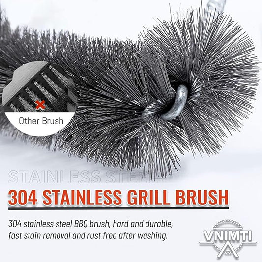 VNIMTI Grill Brush 2 Packs, BBQ Brush Bristle Free & Wire Combined, Grill Cleaning Brush for Outdoor Grill, Ideal Grill Accessories Gifts for Party Vacation Holiday - Black
