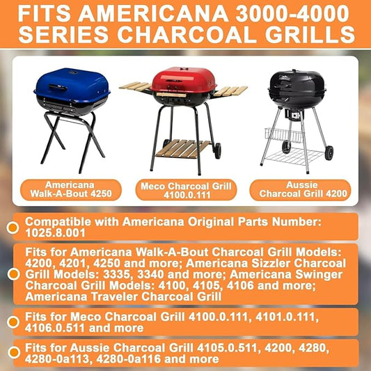 Charcoal Grill Grate for Americana Grill Replacement Parts 3000-4000 SER Grills Walk-A-Bout,1025.8.001 Cooking Grid for Americana Grill Parts Aussie Charcoal,Sizzler, Swinger & Traveler Grill Rack,1PC
