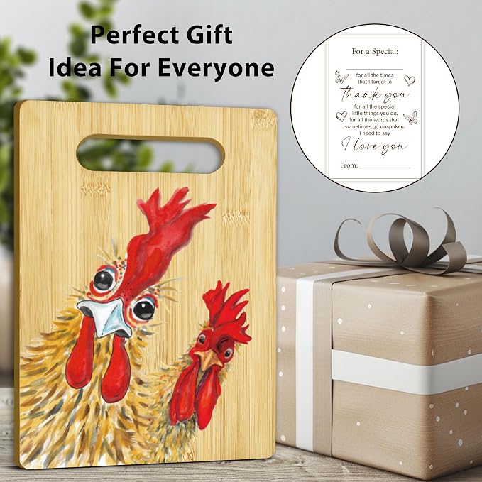 Rooster Cutting Board, Charcuterie Board for Kitchen Decor | House Warming Gifts for Chicken Lovers Couples Friends -19