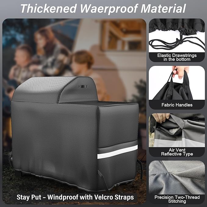 Full-Length Grill Cover for Traeger Woodridge Electric Wood Pellet Grill BAC761 TFB86MLH, Easy-Check Fit Accessory for Outdoor Cooking or Use