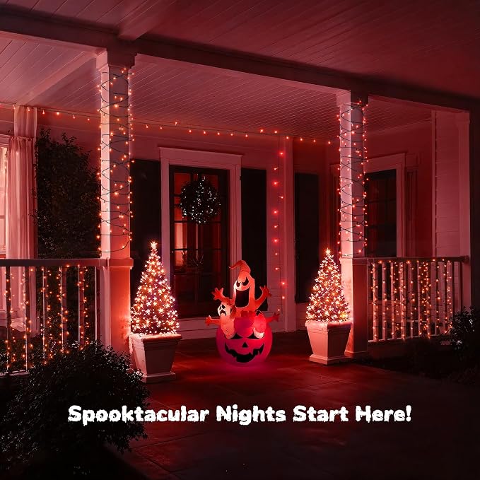 WBao Halloween Lights Orange 500LED 174ft, Super Bright LED Halloween String Lights with UL Certified, 8 Lighting Modes, Timer, Memory & Waterproof for Indoor Outdoor Holiday Party Decorations