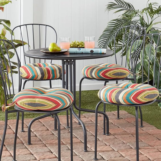Greendale Home Fashions Adobe Stripe Outdoor 15-inch Bistro Seat Cushion, Set of 4