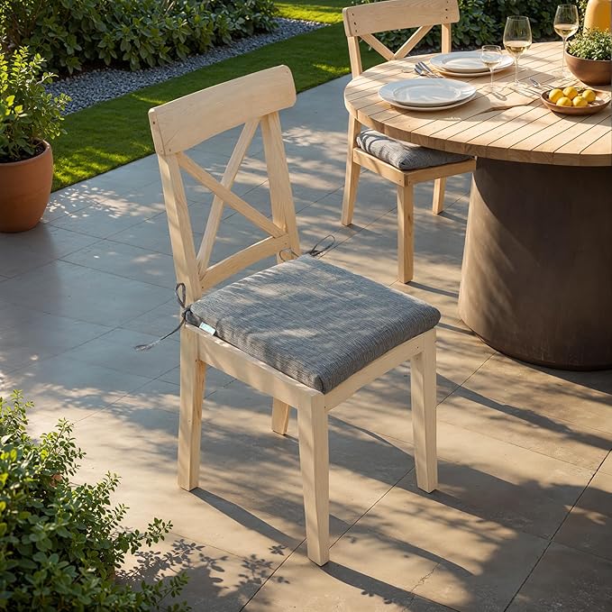 QILLOWAY Outdoor Indoor Seat Cushions, Square Foam Dining Chair Pads,All Weather, 17"x17"x3",2 Count(Beige/Sand/Camel)