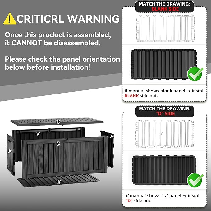 ROJIK 150 Gallon Outdoor Storage Box Waterproof,Weatherproof Deck Boxes Outdoor Lockable,Resin Outside Storage Box for Garden Tools,Cushions,Pool Accessories(Black,150 Gal)
