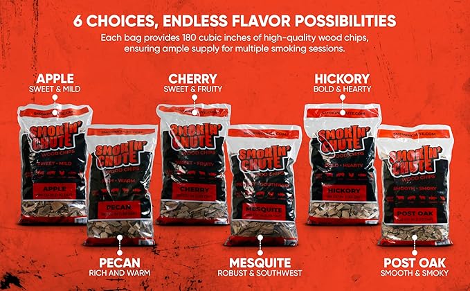 Smokin' Chute Cherry Wood Chips for Smoking - Sweet & Fruity Flavor - Perfect for Beef, Pork, Lamb, Seafood & Vegetables
