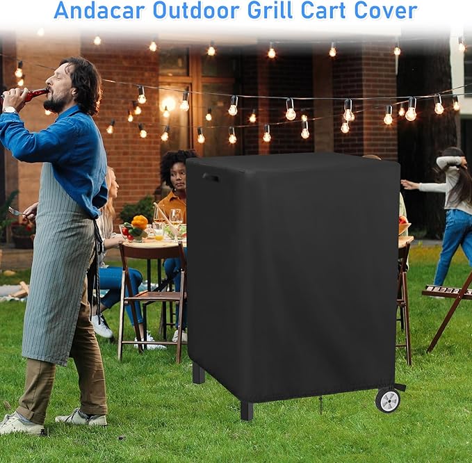 Outdoor Patio Table Cover for Pinikox Kitchen Island Prep Table, Waterproof Service Cart Covers Rolling Tool Cart Covering - 28"L×25"W×34"H, Black