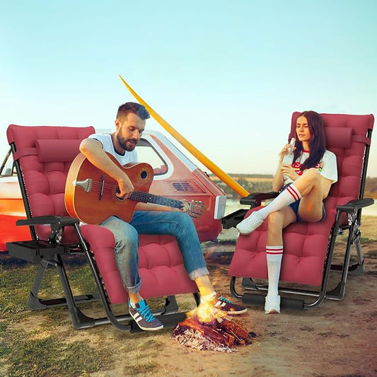 ZENPETIO 29In XL Zero Gravity Chair, 440LBS with Cushion | Anti Gravity Recliner Lounge Chair with Aluminum Alloy Lock & Footrest, 90-170° Adjustable, for Lawn Patio Indoor Outdoor