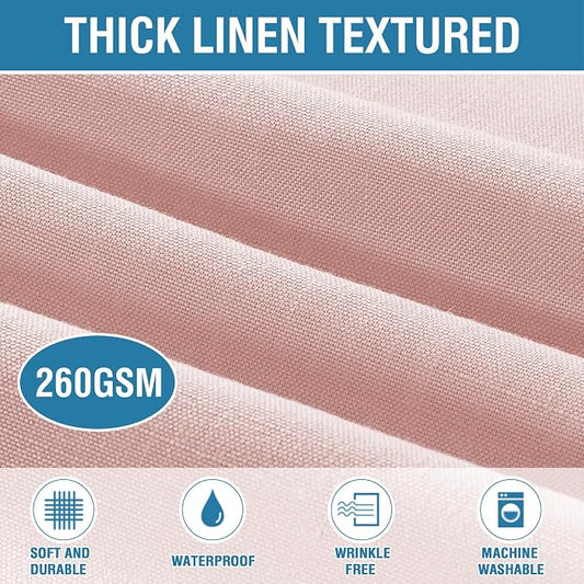 H.VERSAILTEX Linen Textured Table Cloths 54 x 54 Inch Solid Tablecloth Waterproof Table Cover for Dining Buffet Feature Soft and Thick Fabric, Baby Pink