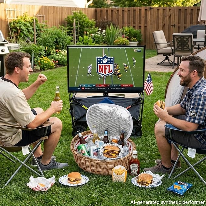 Wicker Picnic Basket 15"x11"x7" Insulated Liner Red White Stars | Insulated Zip Liner Helps Keep Drinks and Snacks Cool, Sturdy Woven Basket Suits Parks, Camping, Holidays and Gift Giving