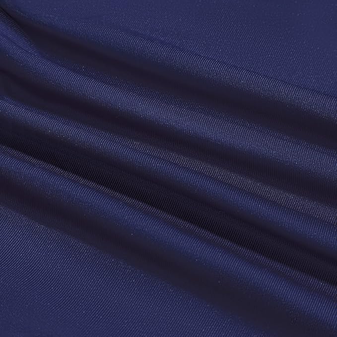 NEWISHER Round Fitted Table Cover Spandex Stretch Tablecloth 48 inch | Elastic Edged Table Cloth, Navy Blue Table Top Cover, Washable Tablecloth for Dining Picnic Patio