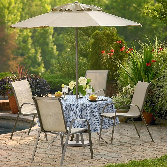 Outdoor/Indoor Round Tablecloth with Umbrella Hole Zipper, Decorative Circular Table Cover for Home Garden, 60 Inch, Pebble Blue