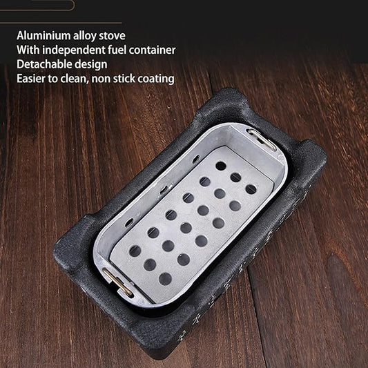 FLEXMAN Japanese Style Barbecue Grill, Portable Japanese Cuisine Charcoal Stove, Mini Rectangle Korean Bbq Grill with Wood Base Wire Plate for Family Gatherings Camping Picnics (M)